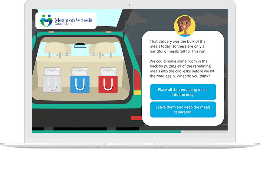 Screenshot of a Meals on Wheels custom eLearning course