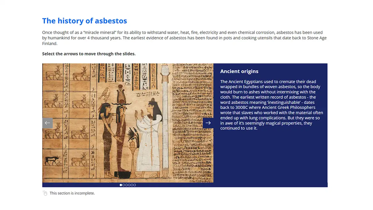 Screensot 2 of Asbestos Awareness online course 