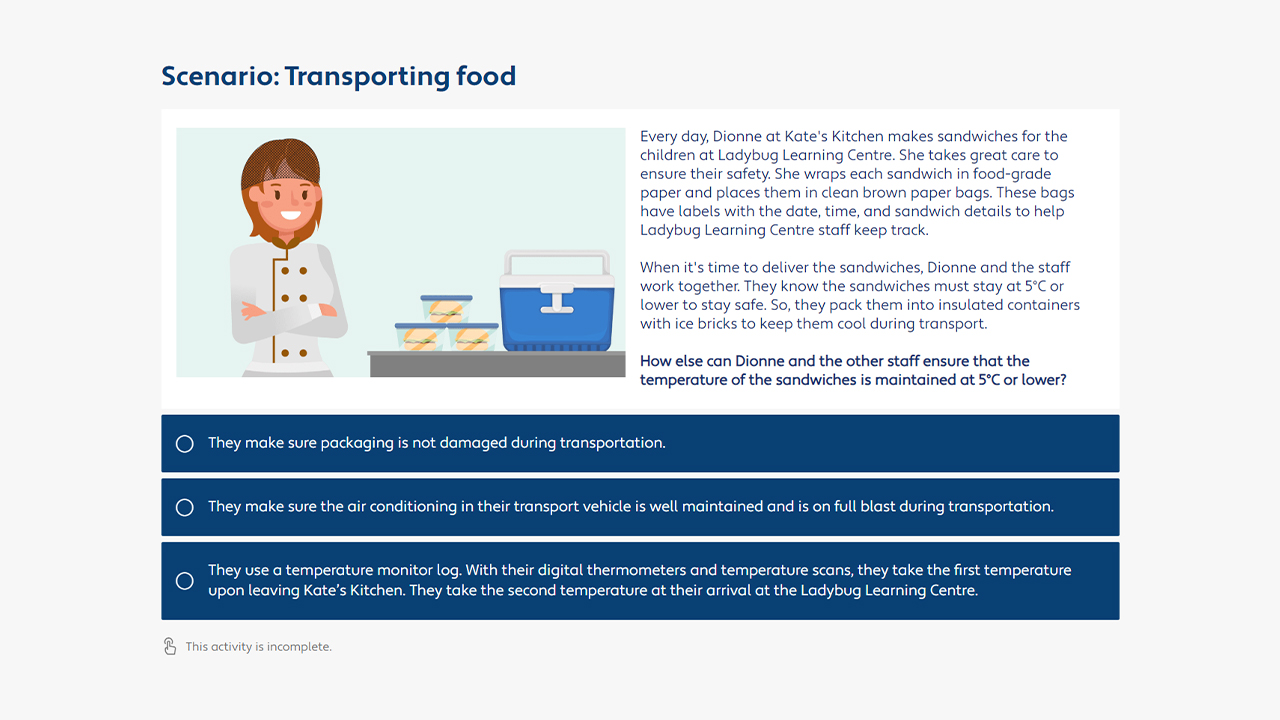 Screensot 4 of Food Disposal and Transport  online course 