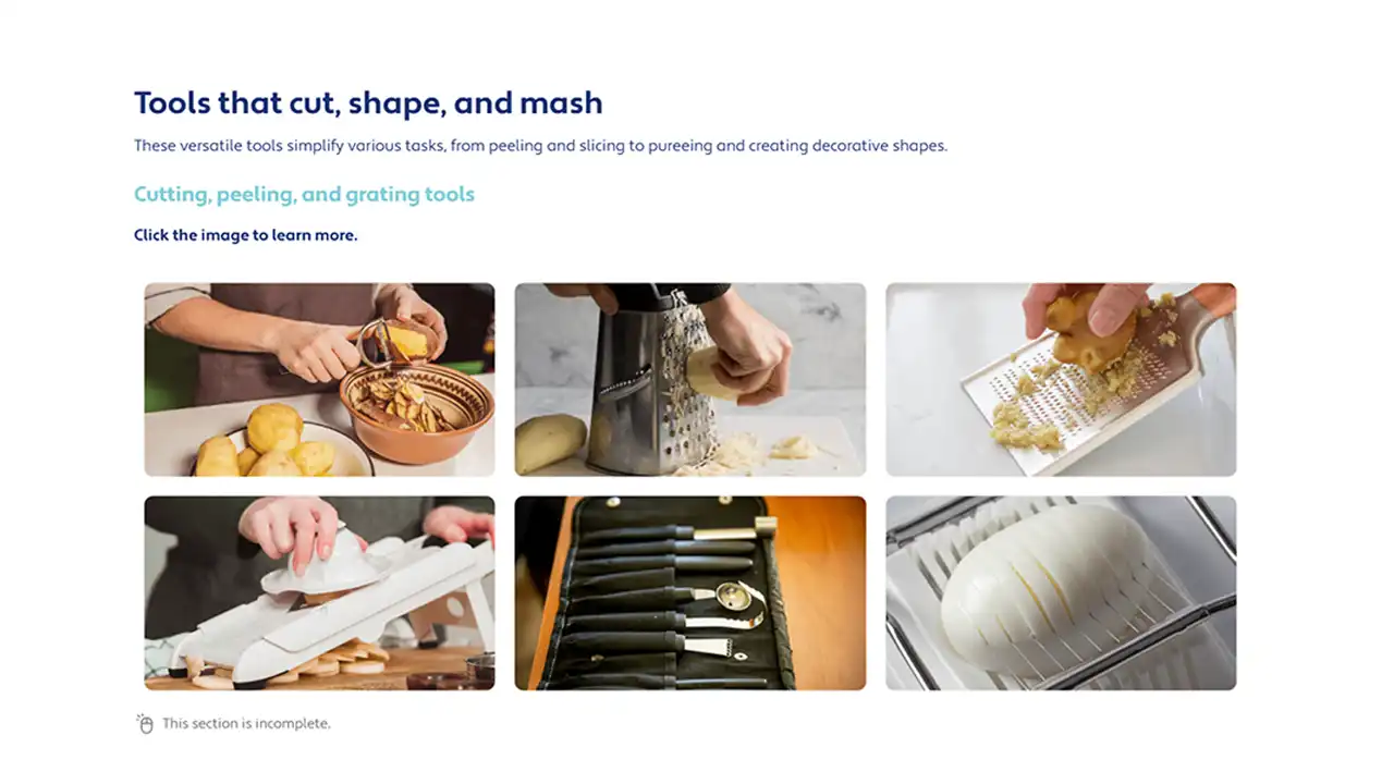 Screensot 2 of Food Preparation Equipment online course 