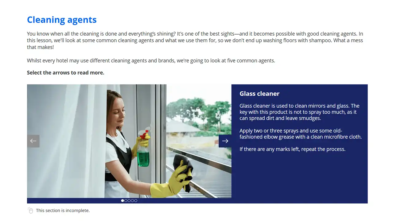 Screensot 3 of Introduction to Housekeeping online course 
