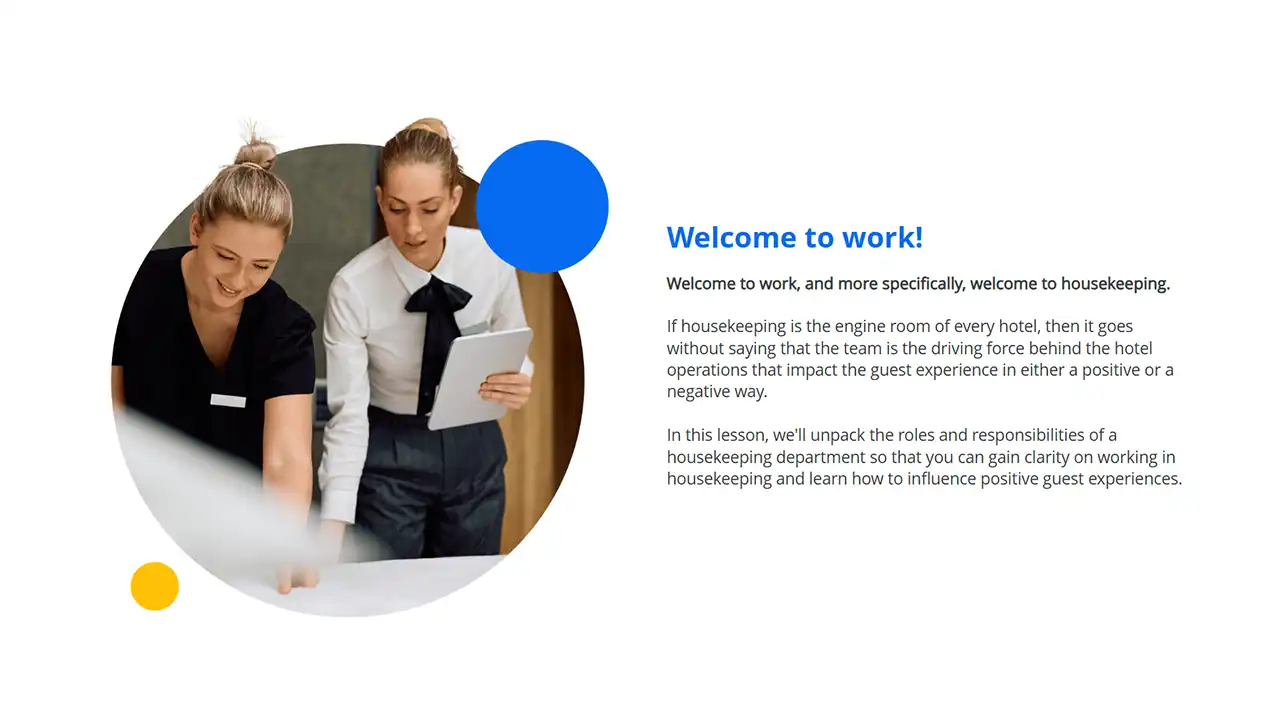 Screensot 4 of Introduction to Housekeeping online course 