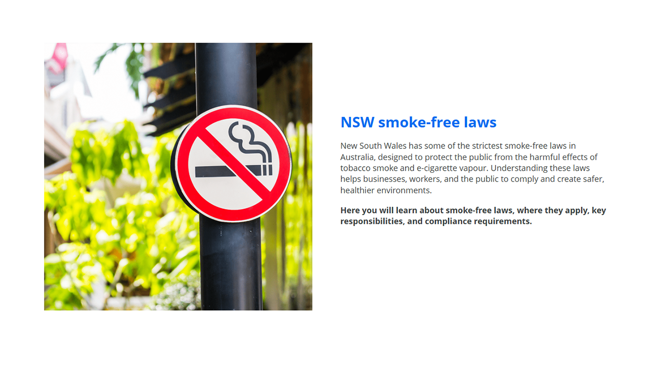 Screensot 2 of NSW Smoking Compliance online course 
