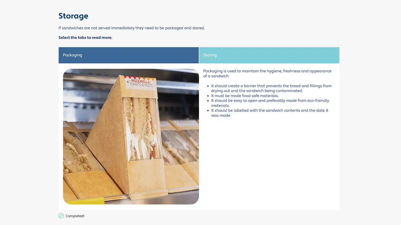 Screensot 3 of Prepare and Present Sandwiches online course 