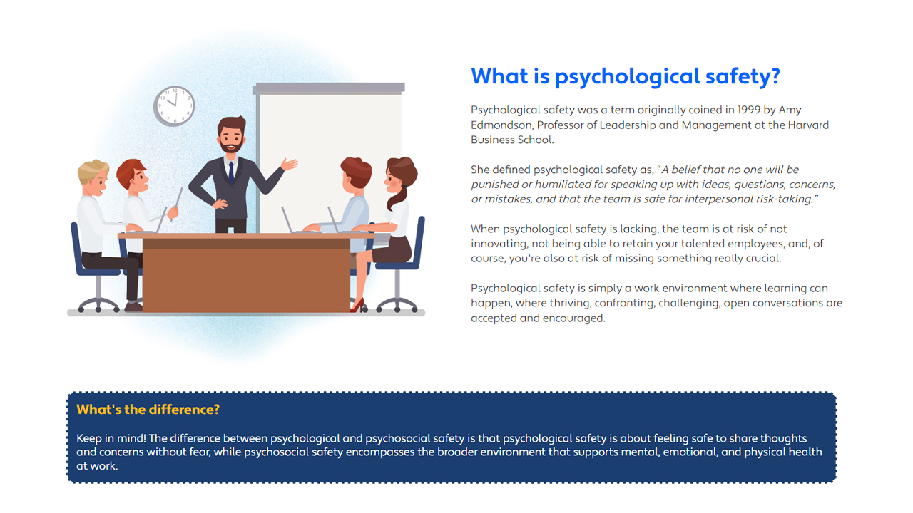 Screensot 2 of Psychological Safety in the Workplace online course 