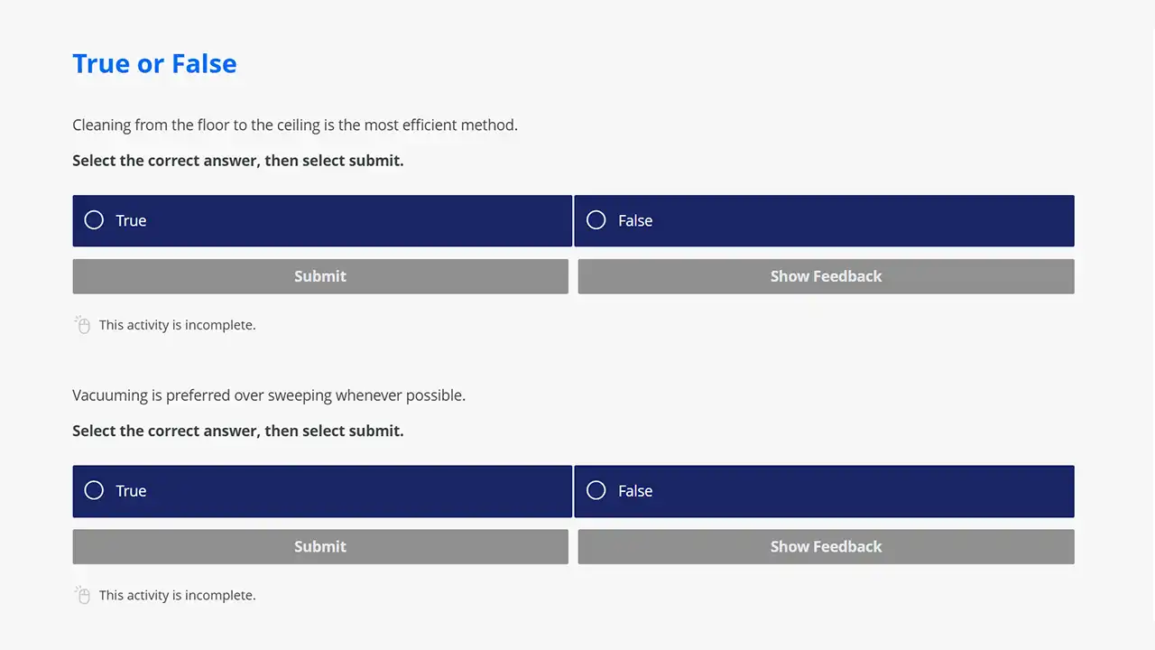 Screensot 3 of Housekeeping Tips and Best Practice online course 