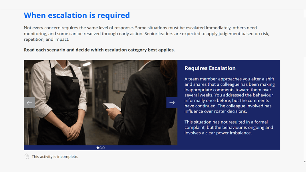 Screensot 4 of Effective Leadership in Preventing Sexual Harassment online course 