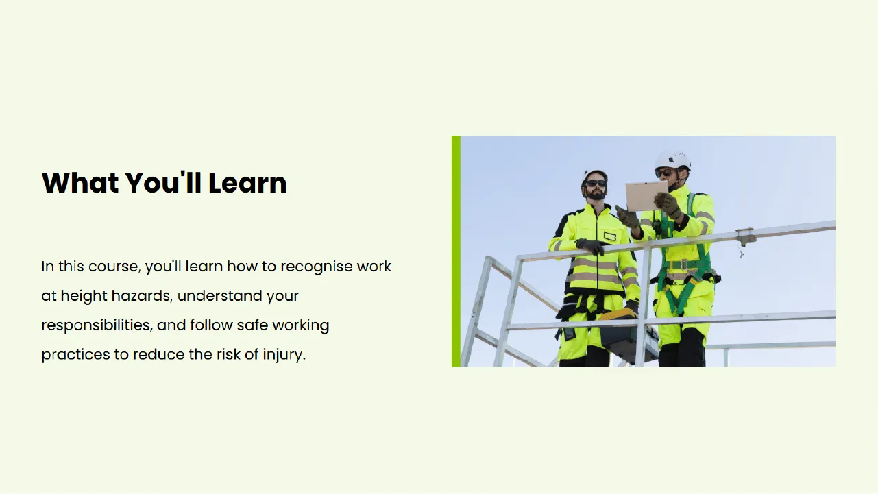 Screensot 2 of Working at Height online course 