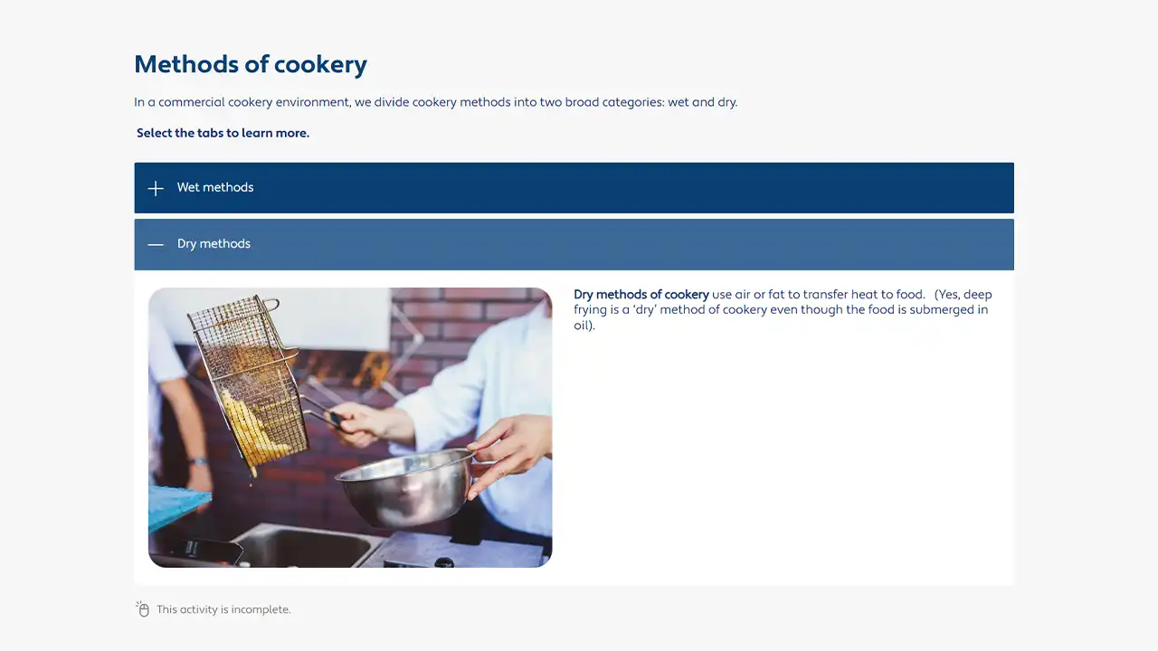 Screensot 2 of Wet Methods of Cookery online course 