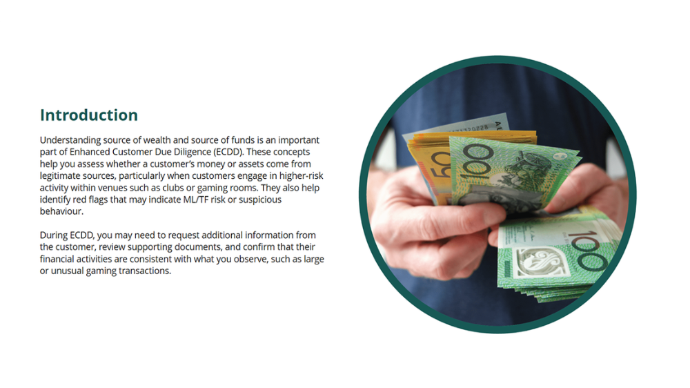 Screensot 2 of Enhanced Customer Due Diligence (ECDD) online course 