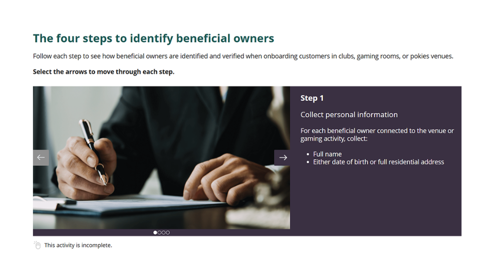 Screensot 3 of Beneficial Owners and Politically Exposed Persons (PEPs) online course 